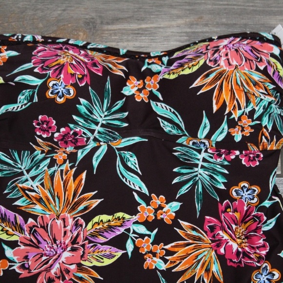 NWT Into the Bleu by Amerex Brown Floral Tankini Top Size 6 Strapless Swimsuit - Picture 4 of 8